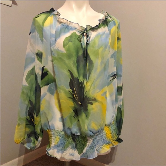 Lane Bryant Long Sleeve Sheer Blouse - Picture 2 of 4